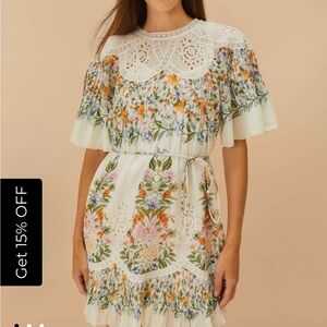 FARM Rio Floral Dress with Lace Details